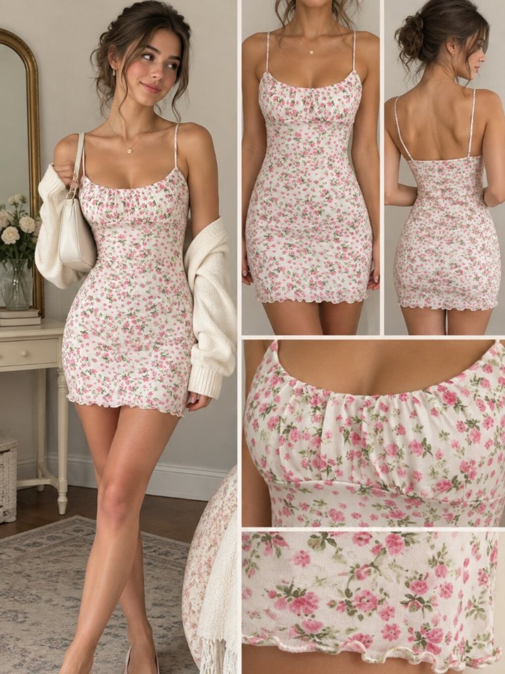 No Comment NY LA Pink Floral Mesh Mini Dress S Y2K Coquette